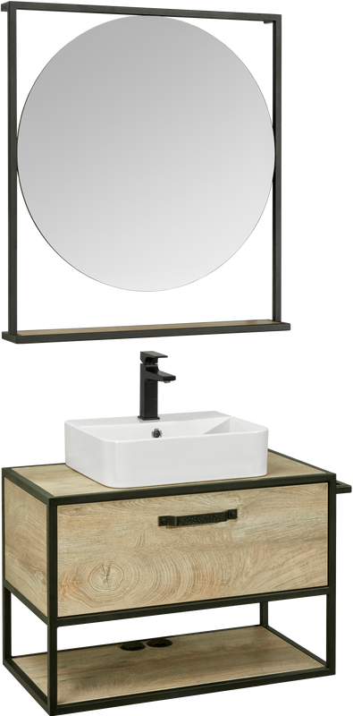 Мебель для ванной комнаты AQUATON Лофт Фабрик 80 дуб эндгрейн со столешницей