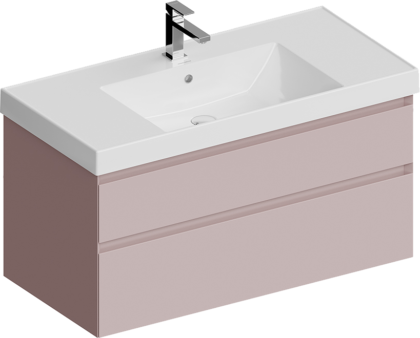 Тумба с раковиной KERAMA MARAZZI Cubo 100 подвесная, мальва матовая