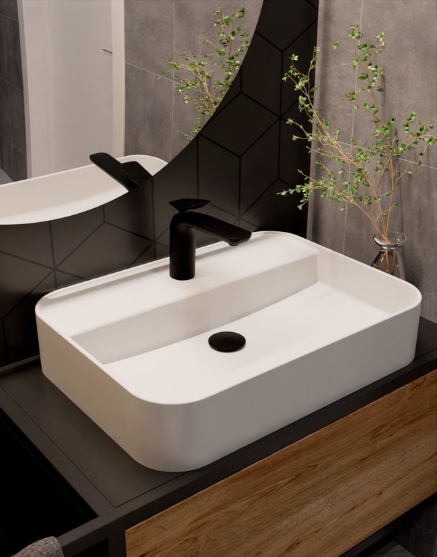 Смеситель для раковины матовый черный, AQUAme Como AQM6510MB