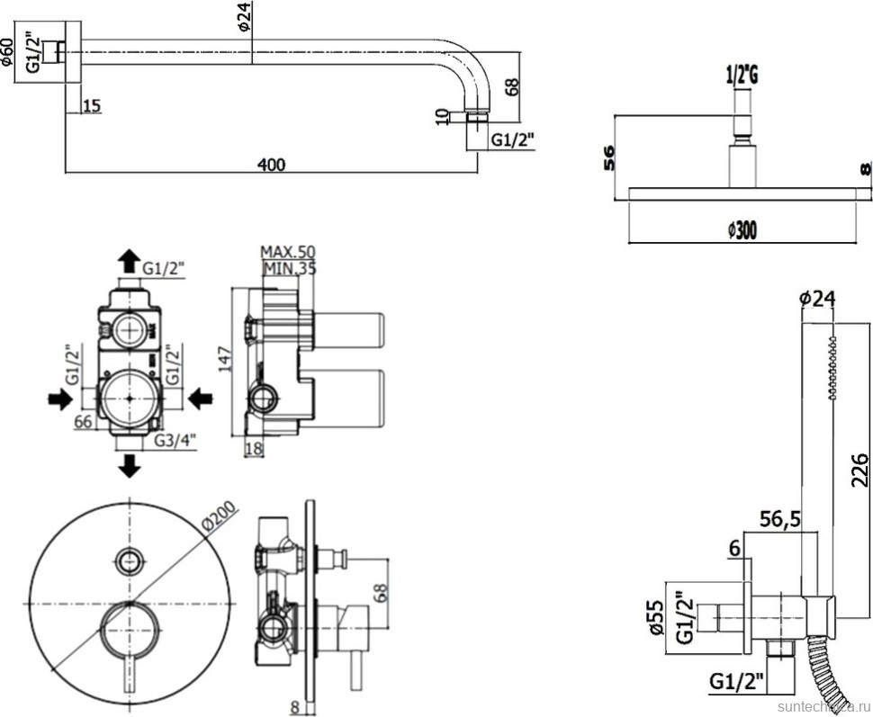 Душевой комплект Paffoni Light KITLIG015CRKING С ВНУТРЕННЕЙ ЧАСТЬЮ, верхний душ 30 см, хром