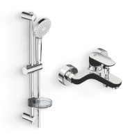 Душевой комплект Смеситель Ideal Standard Tyria BC157HS Matt Black Chrome + Гарнитур IdealRain B2620AA