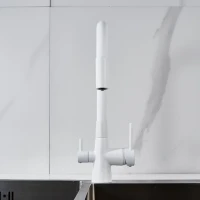 Смеситель для кухни Shevanik S668C с гибким изливом, белый