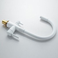 Смеситель для кухни Shevanik S668C с гибким изливом, белый