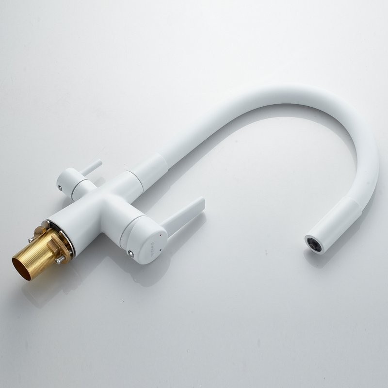 Смеситель для кухни Shevanik S668C с гибким изливом, белый