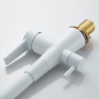 Смеситель для кухни Shevanik S668C с гибким изливом, белый