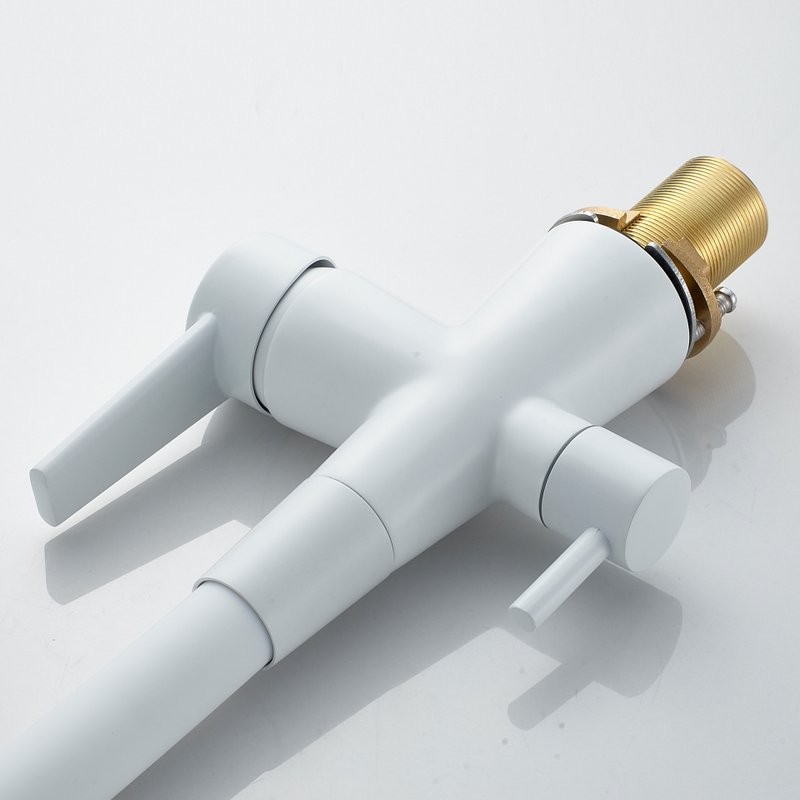 Смеситель для кухни Shevanik S668C с гибким изливом, белый