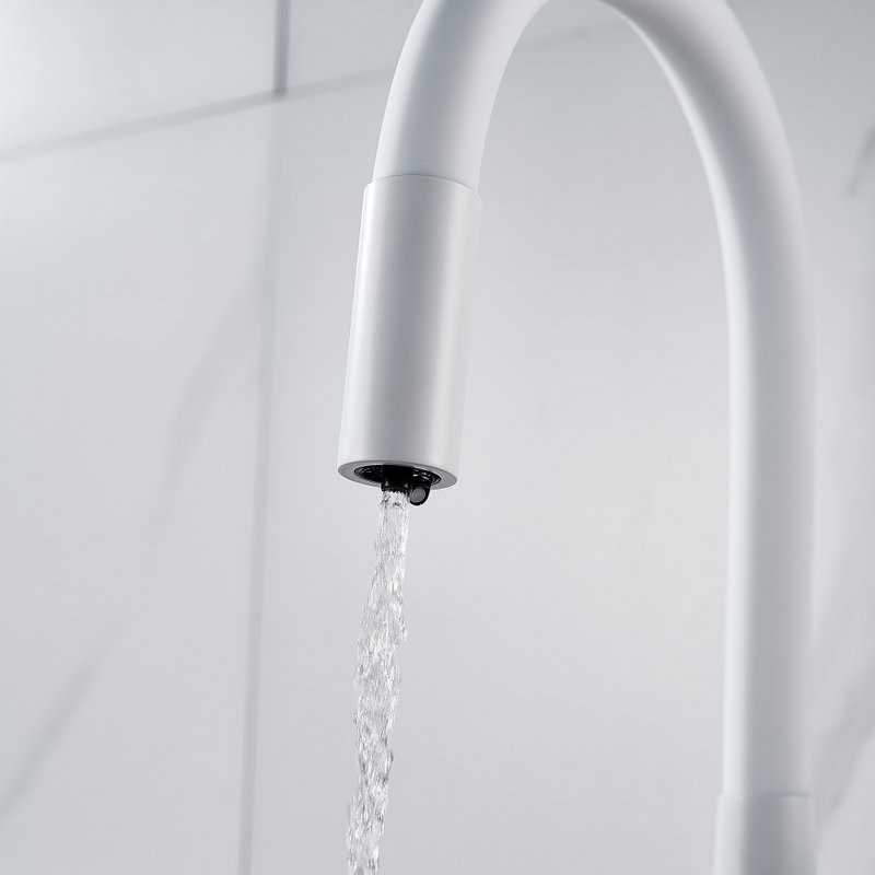 Смеситель для кухни Shevanik S668C с гибким изливом, белый