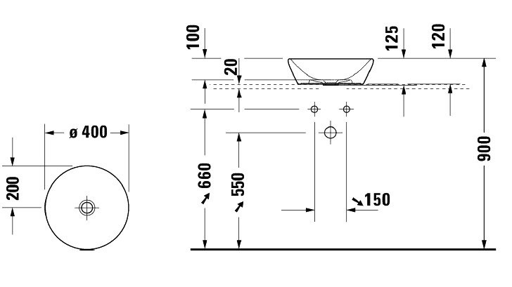 Накладная раковина Duravit D-Neo 40 матовый антрацит, круглая