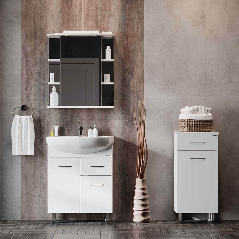 Тумба Onika Каприз 40 напольный, с бельевой корзиной, белый