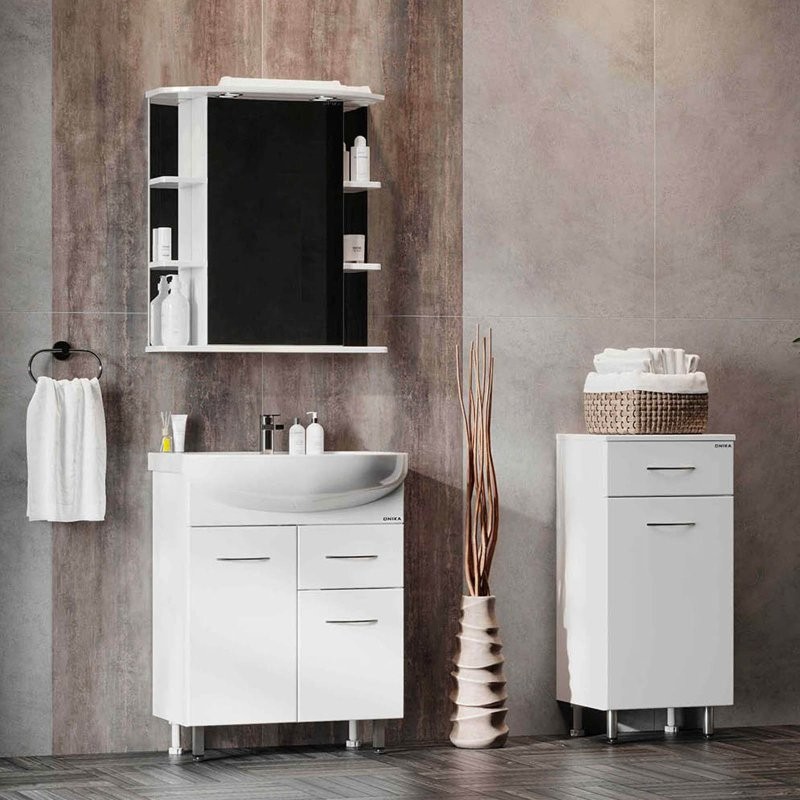 Тумба Onika Каприз 40 напольный, с бельевой корзиной, белый