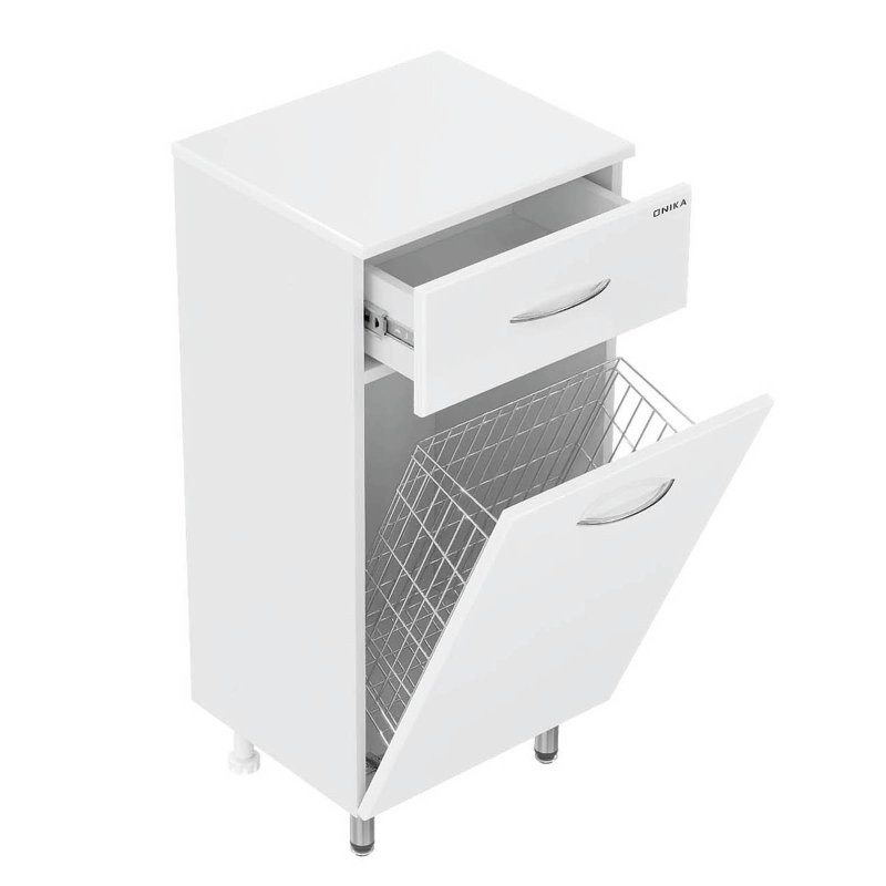 Тумба Onika Каприз 40 напольный, с бельевой корзиной, белый