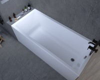 Акриловая ванна Marka One Bianca 160x75 см, пристенная, белая, с каркасом
