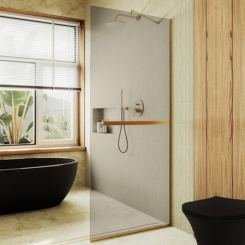 Душевая перегородка Maybahglass MGD-709-3у 109 см, профиль золото, стекло бронза