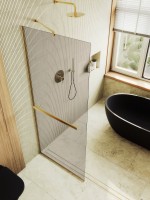 Душевая перегородка Maybahglass MGD-709-3у 109 см, профиль золото, стекло бронза