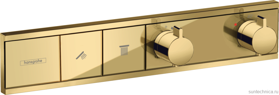 Термостатический смеситель встраиваемый Hansgrohe RainSelect 15380990 С ВНУТРЕННЕЙ ЧАСТЬЮ, полированное золото