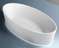 Акриловая ванна Abber AB9327 180x85 см, отдельностоящая, белая, овальная, с каркасом, со сливом-переливом