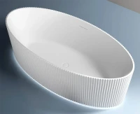Акриловая ванна Abber AB9327 180x85 см, отдельностоящая, белая, овальная, с каркасом, со сливом-переливом