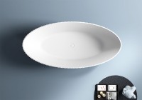 Акриловая ванна Abber AB9327 180x85 см, отдельностоящая, белая, овальная, с каркасом, со сливом-переливом