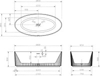 Акриловая ванна Abber AB9327 180x85 см, отдельностоящая, белая, овальная, с каркасом, со сливом-переливом