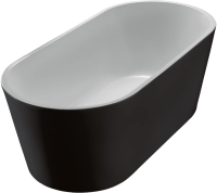 Акриловая ванна BelBagno BB71-1700-NERO-W0 170x80 см, отдельностоящая, глянцевая черная, овальная, на ножках, с донным клапаном