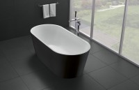 Акриловая ванна BelBagno BB71-1700-NERO-W0 170x80 см, отдельностоящая, глянцевая черная, овальная, на ножках, с донным клапаном