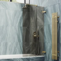 Шторка на ванну Maybahglass MGV-646-3 40 см, профиль золото, стекло бронза