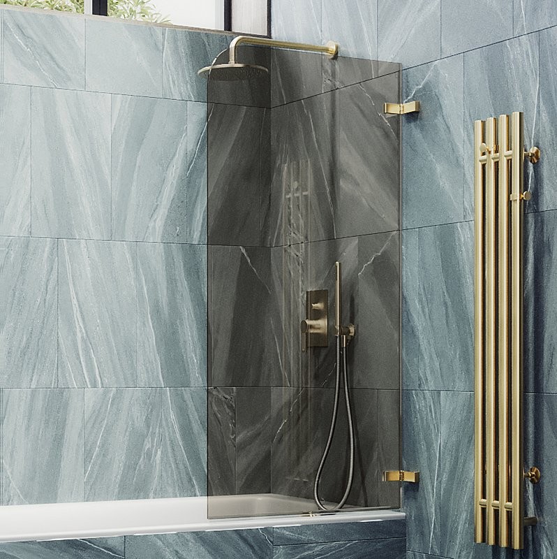 Шторка на ванну Maybahglass MGV-646-3 40 см, профиль золото, стекло бронза