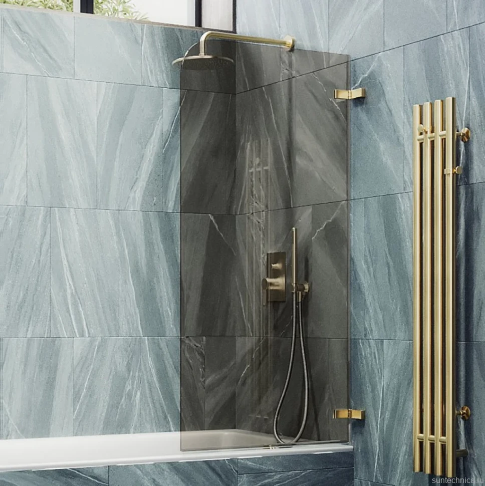 Шторка на ванну Maybahglass MGV-646-3 40 см, профиль золото, стекло бронза