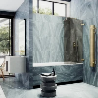 Шторка на ванну Maybahglass MGV-646-3 40 см, профиль золото, стекло бронза