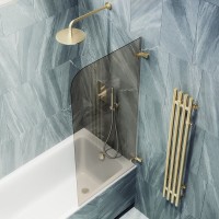 Шторка на ванну Maybahglass MGV-646-3 40 см, профиль золото, стекло бронза