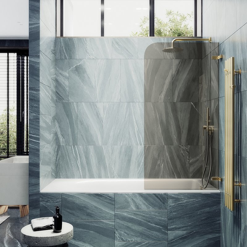 Шторка на ванну Maybahglass MGV-646-3 40 см, профиль золото, стекло бронза