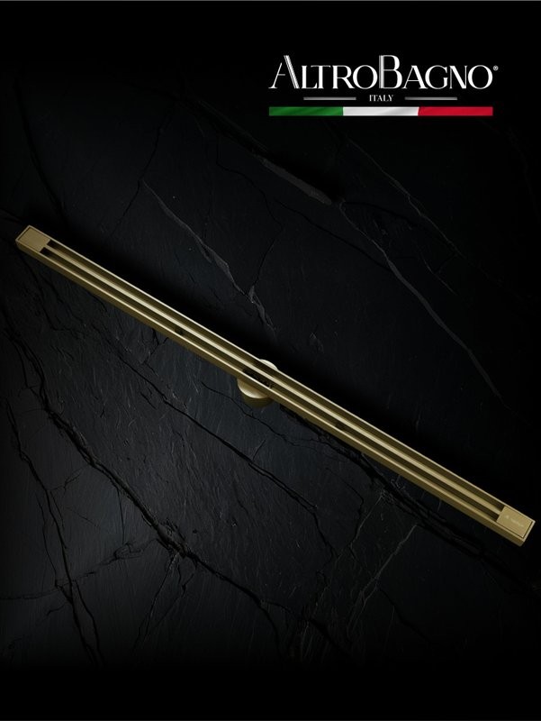 Душевой трап (лоток) AltroBagno Stella AltroBagnoStella071227BG 80 см, решетка матовое золото, с сифоном