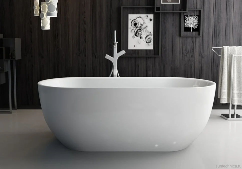 Акриловая ванна BelBagno BB70-1700-800 170x80 см, отдельностоящая, белая, овальная, со сливом-переливом