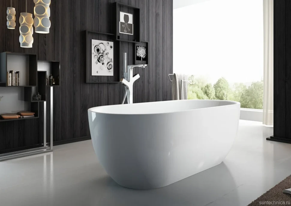 Акриловая ванна BelBagno BB70-1700-800 170x80 см, отдельностоящая, белая, овальная, со сливом-переливом