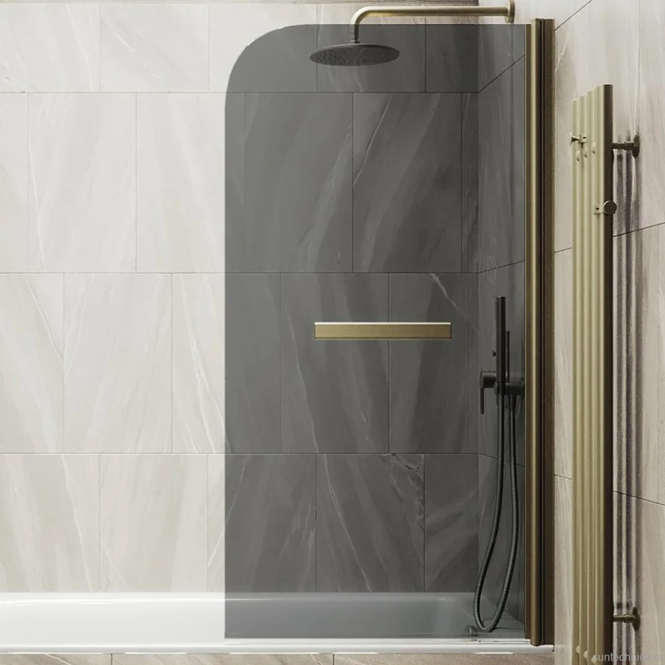 Шторка на ванну Maybahglass MGV-779-2 60x140, профиль бронза, стекло графит