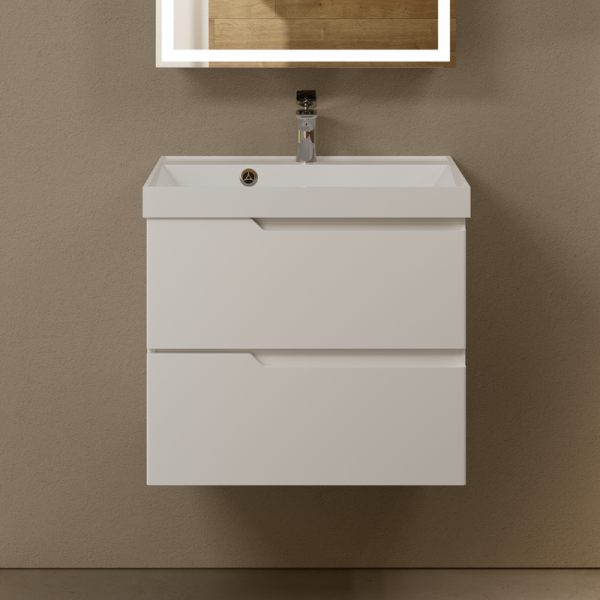 Тумба с раковиной AQUAme S3 60 подвесная, 2 ящика, белый глянец