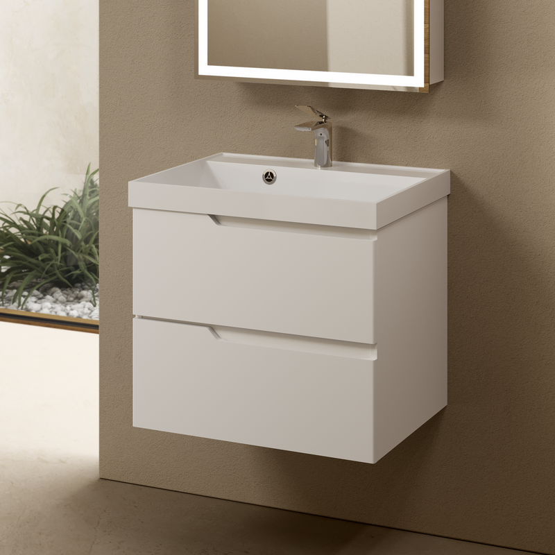 Тумба с раковиной AQUAme S3 60 подвесная, 2 ящика, белый глянец