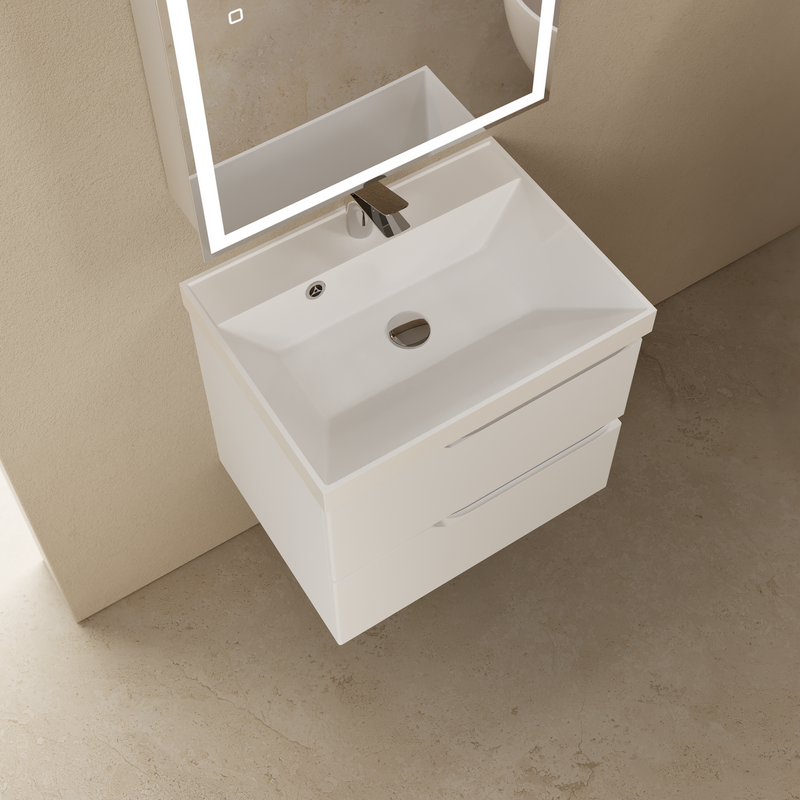 Тумба с раковиной AQUAme S3 60 подвесная, 2 ящика, белый глянец