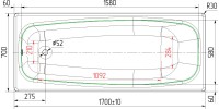 Чугунная ванна Универсал Грация 170x70 см, пристенная, на ножках