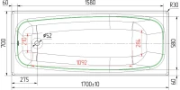 Чугунная ванна Универсал Грация 170x70 см, пристенная, на ножках