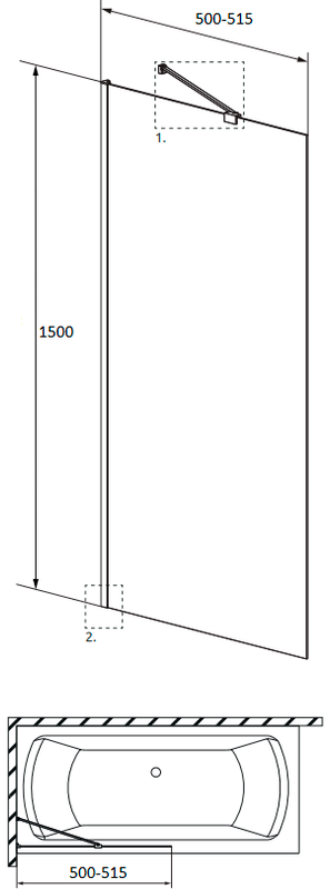 Шторка на ванну Radaway Idea Black PNJ II 50