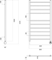 Полотенцесушитель электрический Domoterm Куба П10 50x100 ER, хром, R