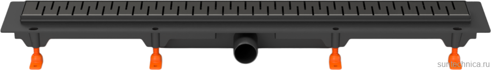 Душевой трап (лоток) MCH Chudej Medium CH650MC 65 см, решетка матовая черная, с сифоном