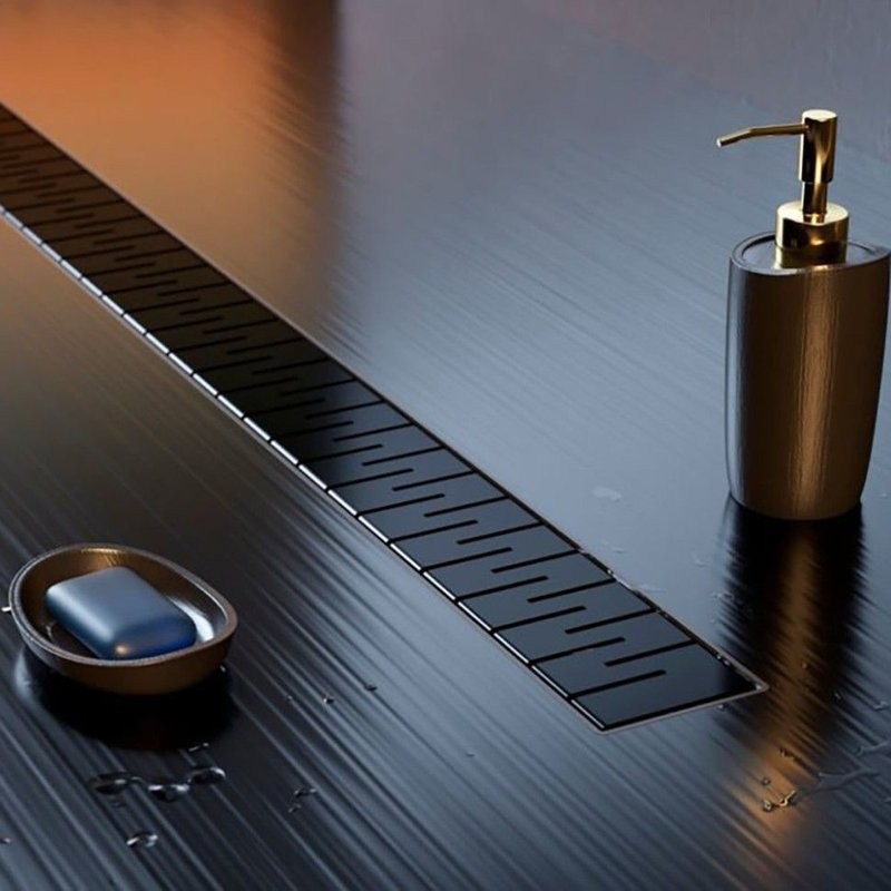 Душевой трап (лоток) MCH Chudej Medium CH650MC 65 см, решетка матовая черная, с сифоном