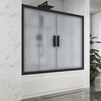 Шторка на ванну Kubele DE019 P4-MAT-BLMT 145х150 см, профиль матовый черный