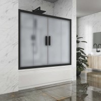 Шторка на ванну Kubele DE019 P4-MAT-BLMT 145х150 см, профиль матовый черный