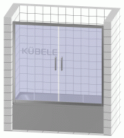 Шторка на ванну Kubele DE019 P4-MAT-BLMT 145х150 см, профиль матовый черный