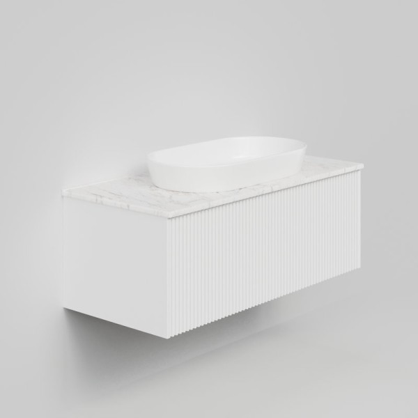 Тумба с раковиной La Fenice Terra 100 подвесная, bianca, столешница белый мрамор, раковина белая матовая