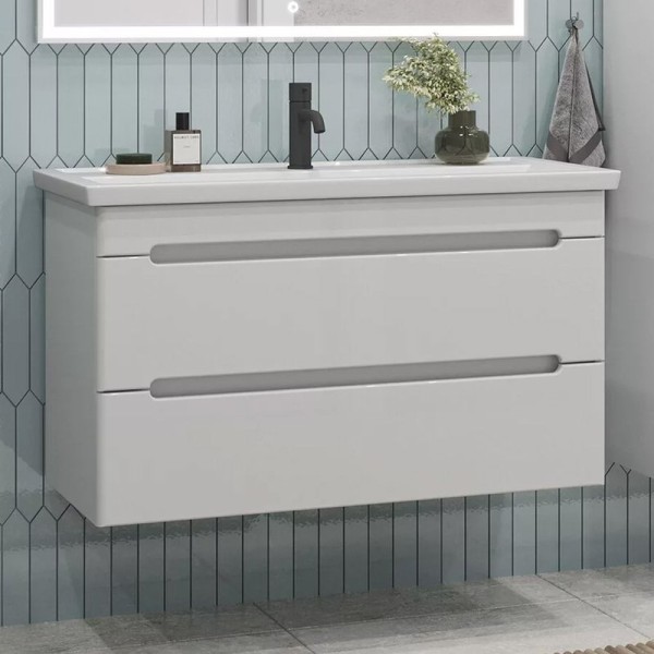 Тумба с раковиной SanStar Адель 100 подвесная, белая, раковина Kirovit Фостер 100