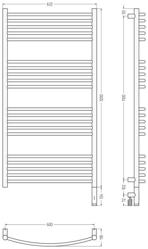 Полотенцесушитель электрический Сунержа Богема 3.1 071-6003-1260 130x65 см, подключение справа, сатин, лесенка